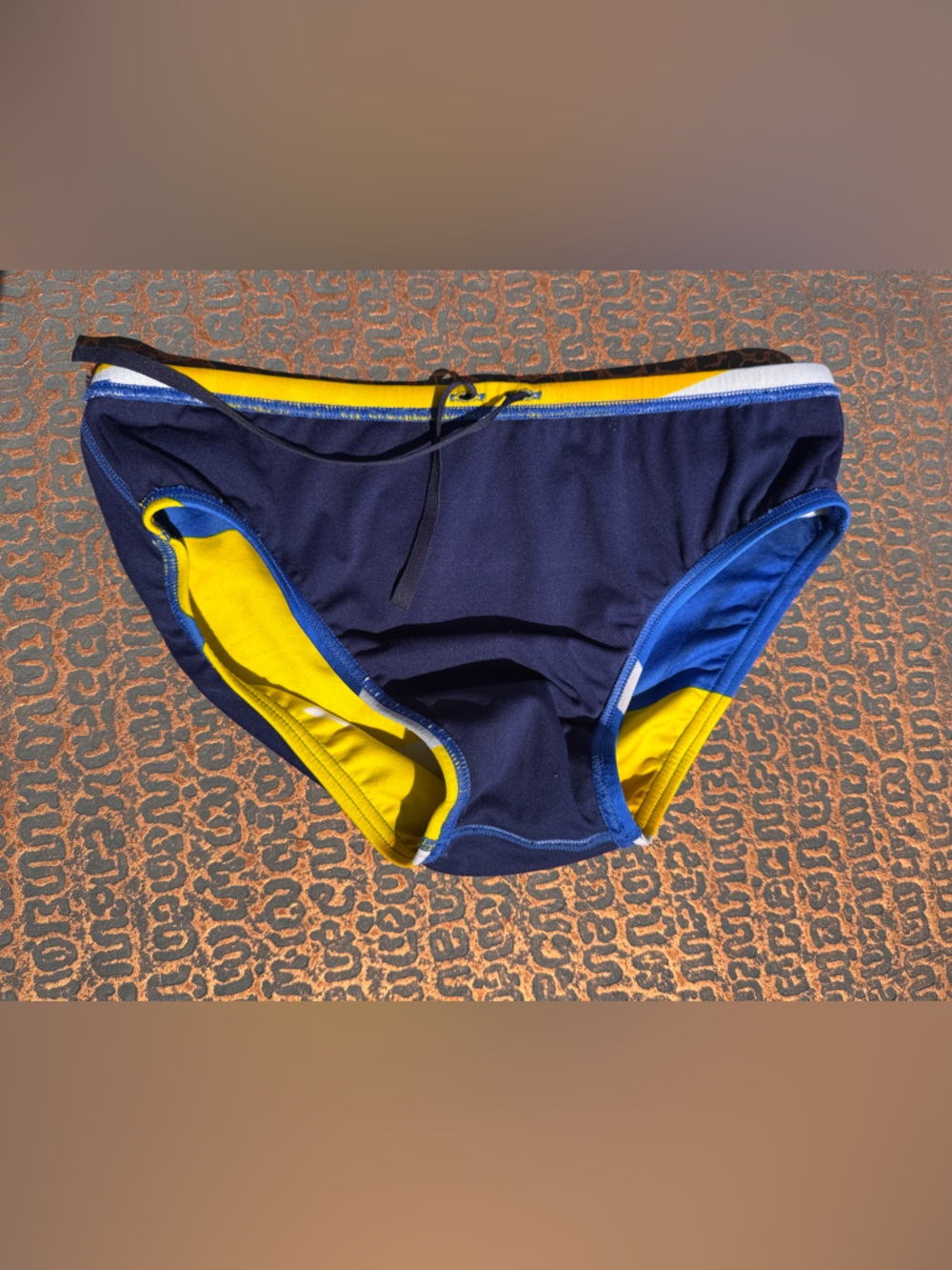 Speedo Yellow, Blue & Black Patterned Swim Briefs  (3) - Picture 6 of 7